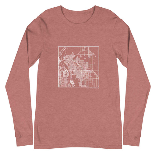 Apple Valley California  Map Unisex Long-Sleeve T-shirt with City inscription in Heather Mauve
