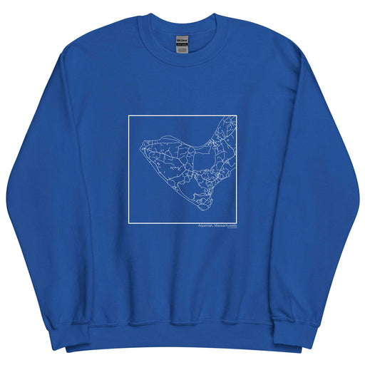 Aquinnah Massachusetts  Map Unisex Crewneck Sweater with City inscription in Royal Blue