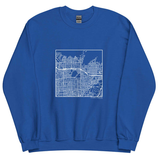 Arcadia California  Map Unisex Crewneck Sweater with City inscription in Royal Blue