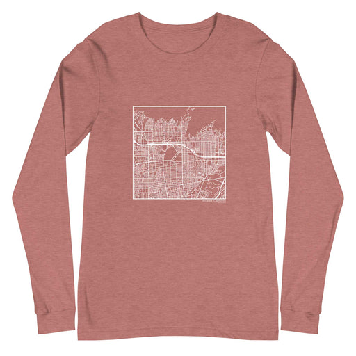 Arcadia California  Map Unisex Long-Sleeve T-shirt with City inscription in Heather Mauve
