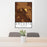 24x36 Arcadia Nebraska Map Print Portrait Orientation in Ember Style Behind 2 Chairs Table and Potted Plant