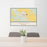 24x36 Arcadia Nebraska Map Print Lanscape Orientation in Woodblock Style Behind 2 Chairs Table and Potted Plant