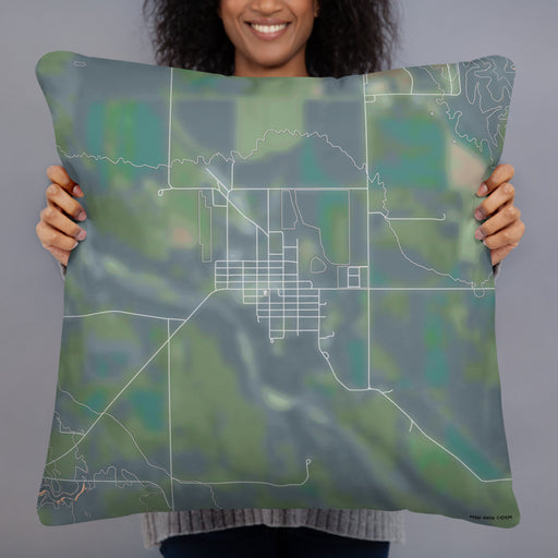 Person holding 22x22 Custom Arcadia Nebraska Map Throw Pillow in Afternoon