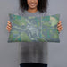 Person holding 20x12 Custom Arcadia Nebraska Map Throw Pillow in Afternoon
