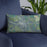 Custom Arcadia Nebraska Map Throw Pillow in Afternoon on Blue Colored Chair