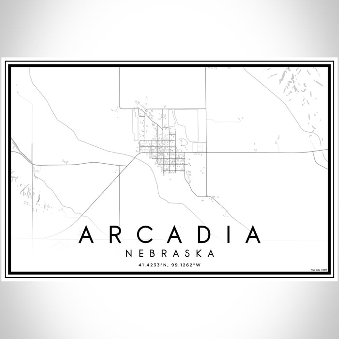 Arcadia Nebraska Map Print Landscape Orientation in Classic Style With Shaded Background
