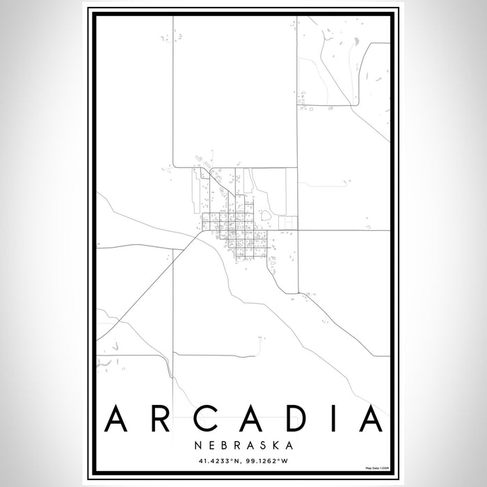 Arcadia Nebraska Map Print Portrait Orientation in Classic Style With Shaded Background