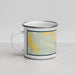 Left View Custom Arcadia Nebraska Map Enamel Mug in Woodblock