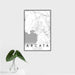 16x24 Arcata California Map Print Portrait Orientation in Classic Style With Tropical Plant Leaves in Water