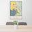 24x36 Arcata California Map Print Portrait Orientation in Woodblock Style Behind 2 Chairs Table and Potted Plant