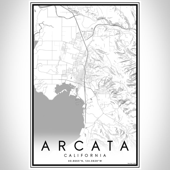 Arcata California Map Print Portrait Orientation in Classic Style With Shaded Background