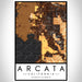 Arcata California Map Print Portrait Orientation in Ember Style With Shaded Background