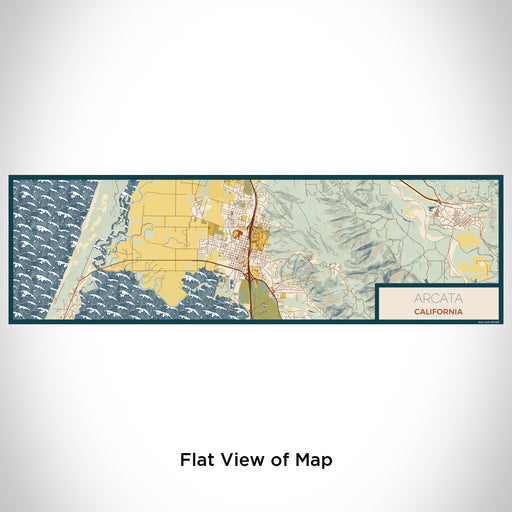 Flat View of Map Custom Arcata California Map Enamel Mug in Woodblock