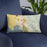 Custom Arcata California Map Throw Pillow in Woodblock on Blue Colored Chair