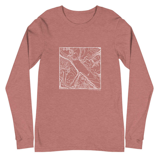Arches National Park Topographic  Map Unisex Long-Sleeve T-shirt with City inscription in Heather Mauve