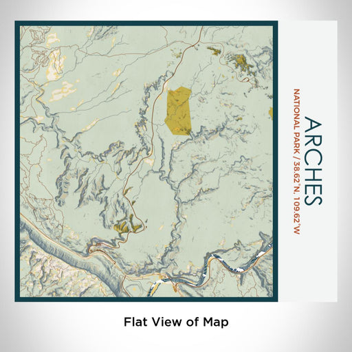 Rendered View of Arches National Park Map on 17oz Stainless Steel Insulated Tumbler in Woodblock Map Style