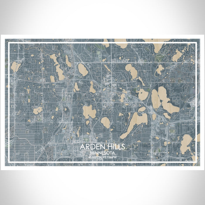 Arden Hills Minnesota Map Print Landscape Orientation in Afternoon Style With Shaded Background