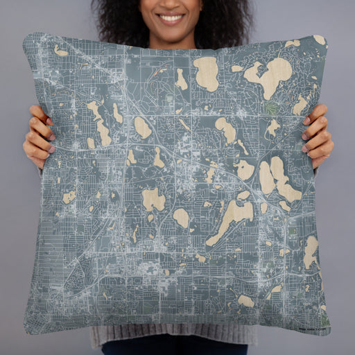 Person holding 22x22 Custom Arden Hills Minnesota Map Throw Pillow in Afternoon