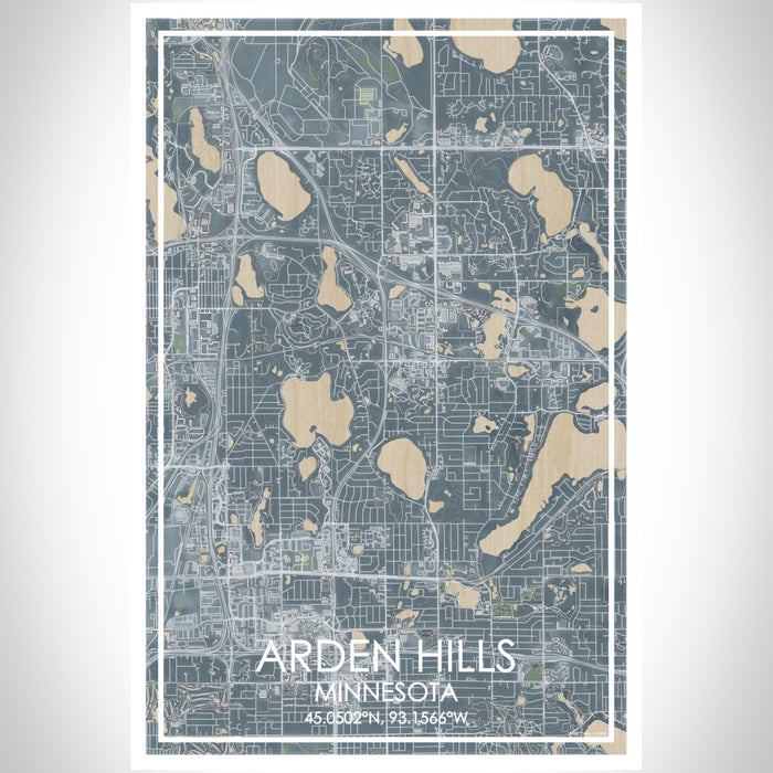 Arden Hills Minnesota Map Print Portrait Orientation in Afternoon Style With Shaded Background