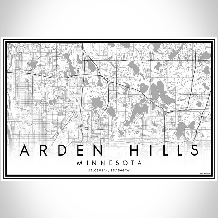 Arden Hills Minnesota Map Print Landscape Orientation in Classic Style With Shaded Background
