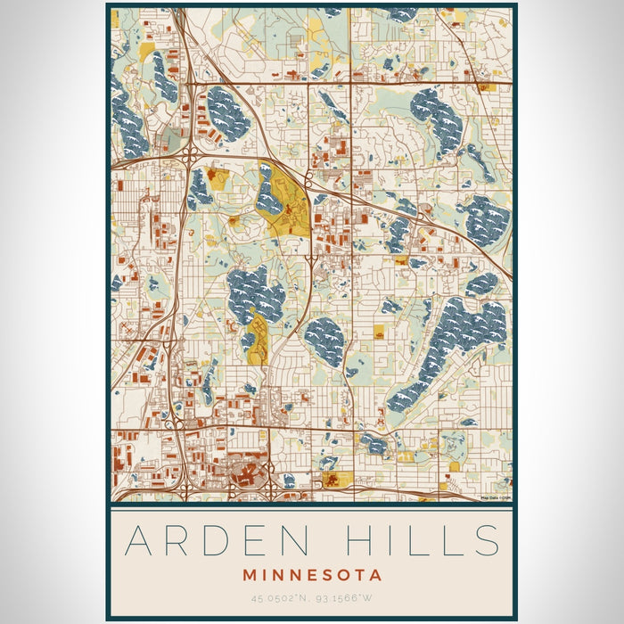 Arden Hills Minnesota Map Print Portrait Orientation in Woodblock Style With Shaded Background
