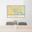24x36 Arkansas City Kansas Map Print Lanscape Orientation in Woodblock Style Behind 2 Chairs Table and Potted Plant