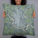 Person holding 22x22 Custom Arkansas City Kansas Map Throw Pillow in Afternoon