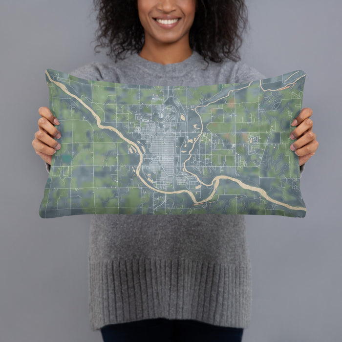 Person holding 20x12 Custom Arkansas City Kansas Map Throw Pillow in Afternoon