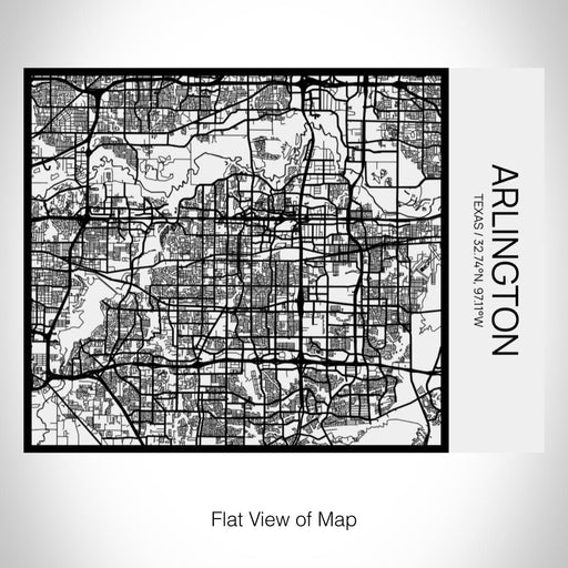 Rendered View of Arlington Texas Map on 20oz Stainless Steel Insulated Bottle with Bamboo Top in Matte White with printed Tactile Lines Map in Black