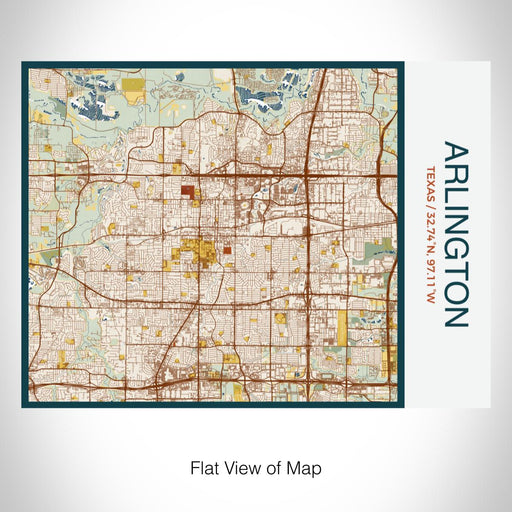 Rendered View of Arlington Texas Map on 20oz Stainless Steel Insulated Bottle with Bamboo Top with printed woodblock style map