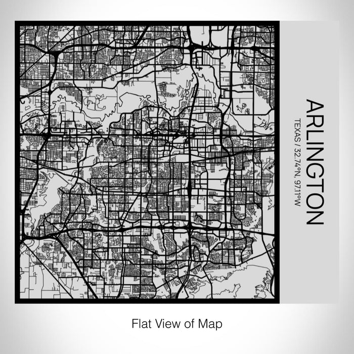 Rendered View of Arlington Texas Map on 17oz Stainless Steel Insulated Tumbler in Tactile Lines with Succulent in Background