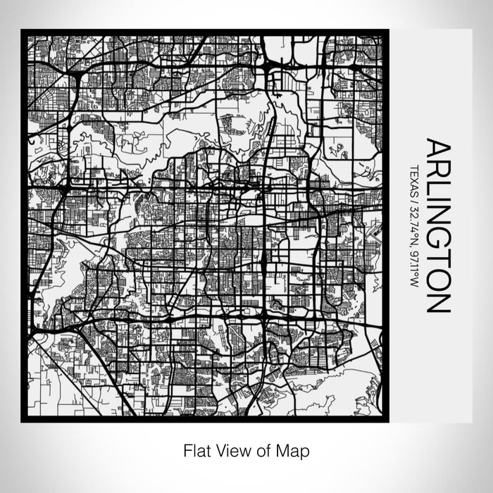 Rendered View of Arlington Texas Map on 17oz Stainless Steel Insulated Tumbler in Matte White with Tactile Lines