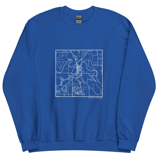 Arlington Washington  Map Unisex Crewneck Sweater with City inscription in Royal Blue