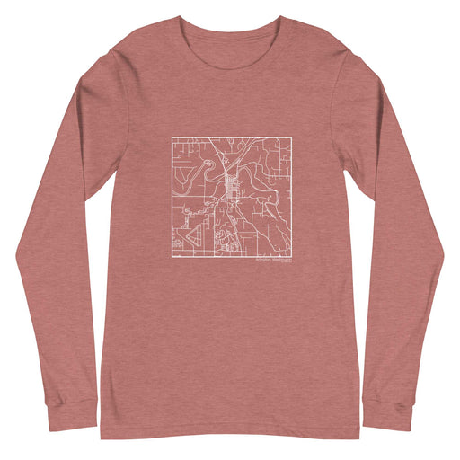 Arlington Washington  Map Unisex Long-Sleeve T-shirt with City inscription in Heather Mauve