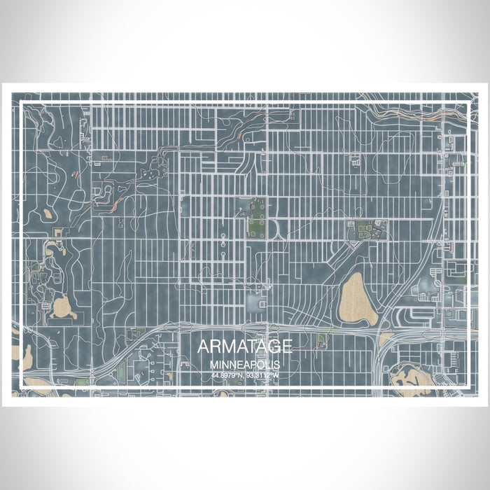 Armatage Minneapolis Map Print Landscape Orientation in Afternoon Style With Shaded Background