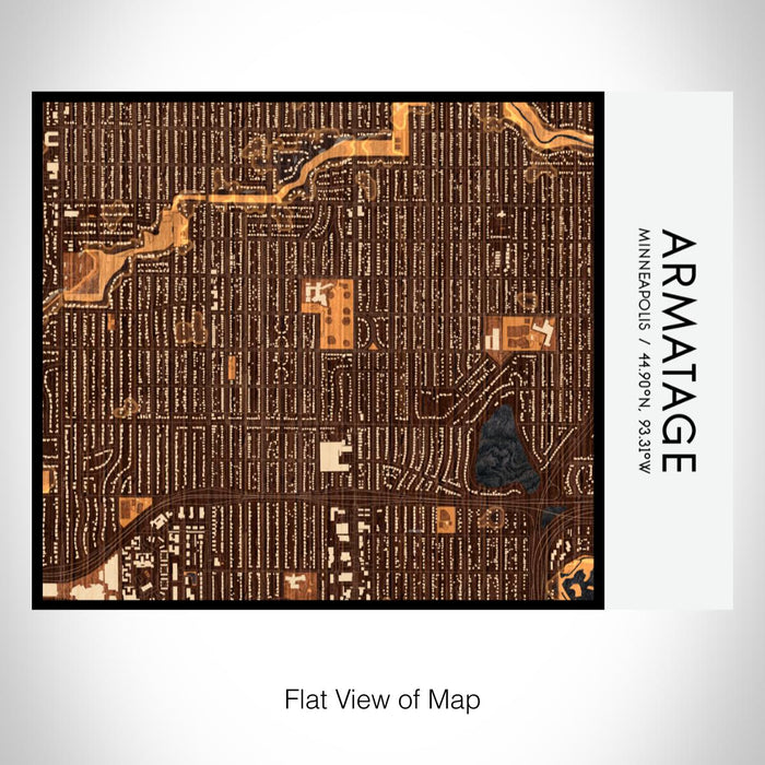 Rendered View of Armatage Minneapolis Map on 20oz Stainless Steel Insulated Bottle with Bamboo Top with printed ember style map