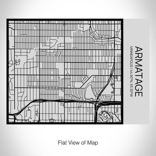 Rendered View of Armatage Minneapolis Map on 20oz Stainless Steel Insulated Bottle with Bamboo Top with printed Tactile Lines Map in Black