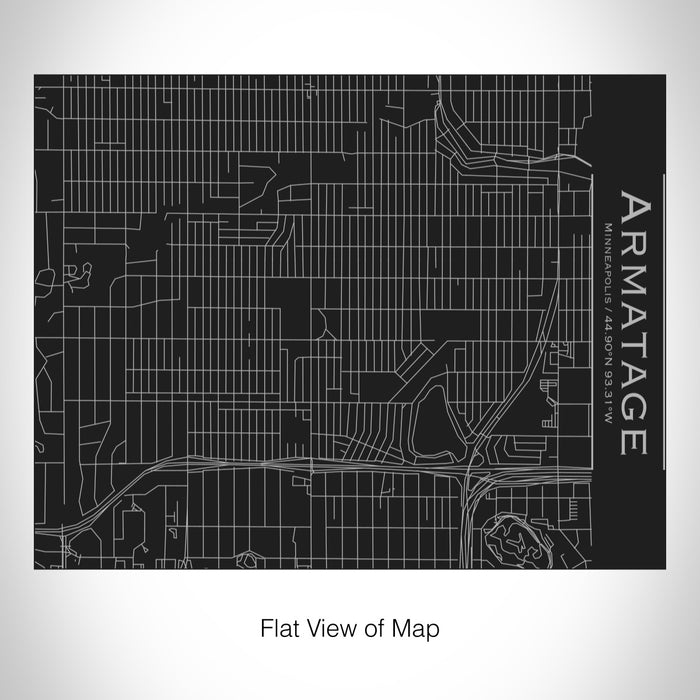 Rendered View of Armatage Minneapolis Map on 20oz Stainless Steel Insulated Bottle with Bamboo Top in Black