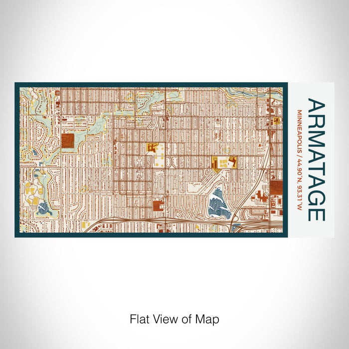 Rendered View of Armatage Minneapolis Map on 17oz Stainless Steel Insulated Bottle with printed woodblock style map