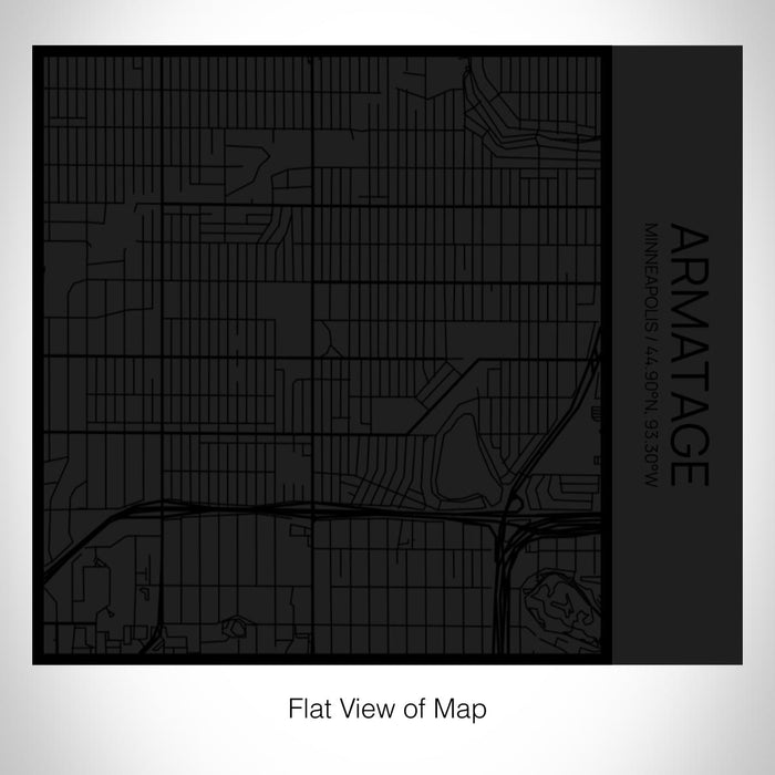 Rendered View of Armatage Minneapolis Map on 17oz Stainless Steel Insulated Tumbler in Matte Black with Tactile Lines