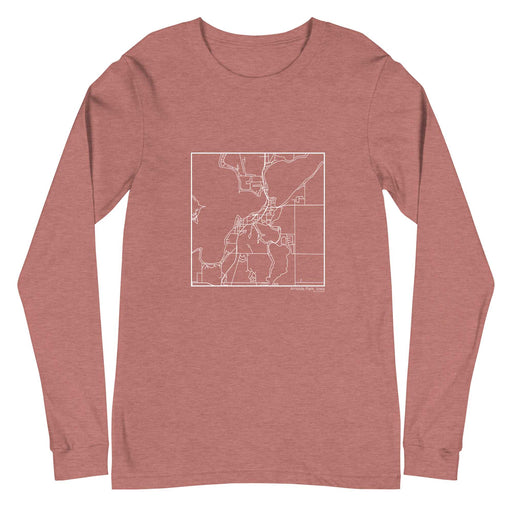 Arnolds Park Iowa Map Unisex Long-Sleeve T-shirt with City inscription in Heather Mauve