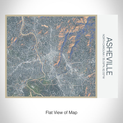 Rendered View of Asheville North Carolina Map on 20oz Stainless Steel Insulated Bottle with Bamboo Top with printed afternoon style map