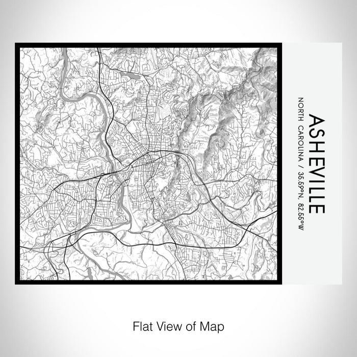 Rendered View of Asheville North Carolina Map on 20oz Stainless Steel Insulated Bottle with Bamboo Top with printed classic style map