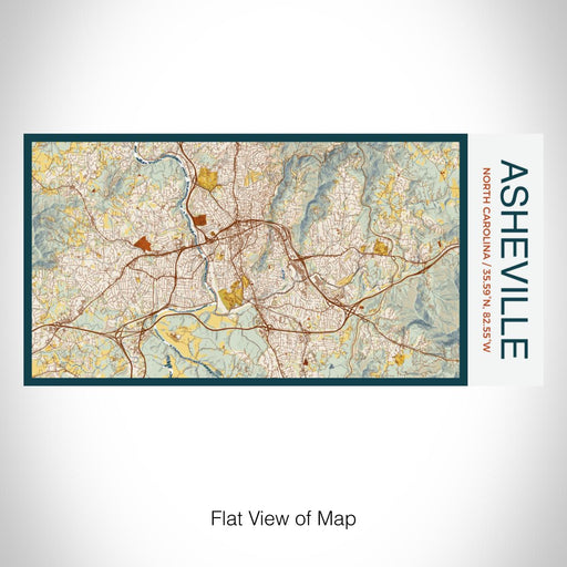 Rendered View of Asheville North Carolina Map on 17oz Stainless Steel Insulated Bottle with printed woodblock style map