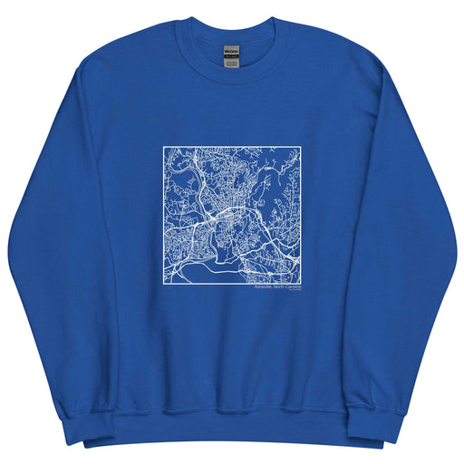 Asheville North Carolina  Map Unisex Crewneck Sweater with City inscription in Royal Blue