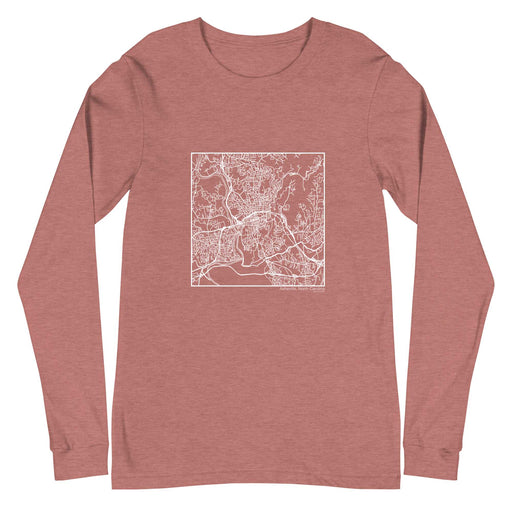Asheville North Carolina  Map Unisex Long-Sleeve T-shirt with City inscription in Heather Mauve