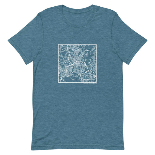 Asheville North Carolina  Map Unisex T-Shirt with City inscription in Heather Teal