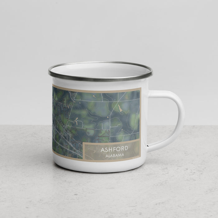 Right View Custom Ashford Alabama Map Enamel Mug in Afternoon