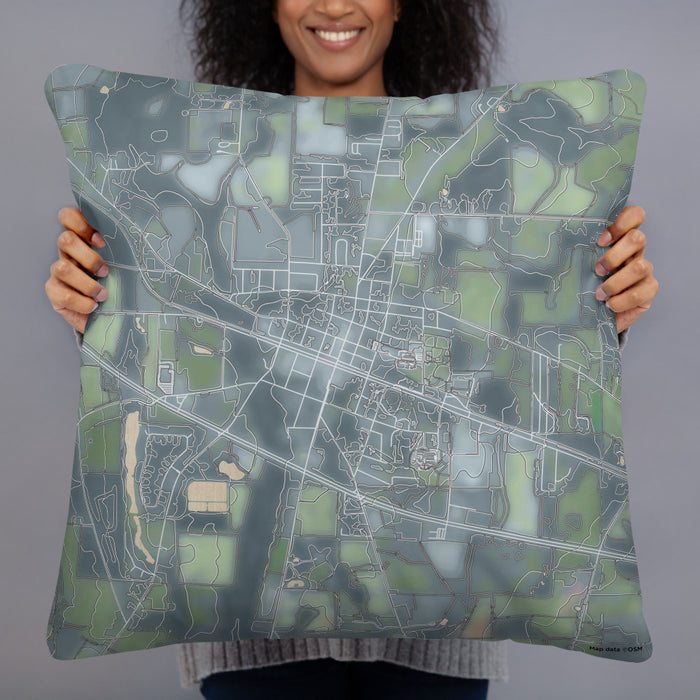 Person holding 22x22 Custom Ashford Alabama Map Throw Pillow in Afternoon