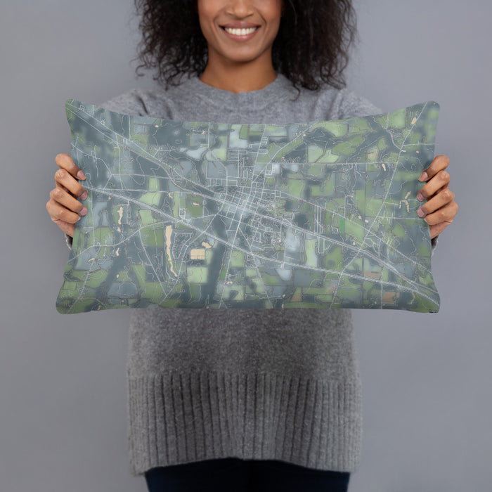Person holding 20x12 Custom Ashford Alabama Map Throw Pillow in Afternoon
